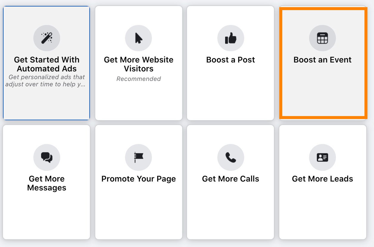 Facebook's "Boost an Event" button